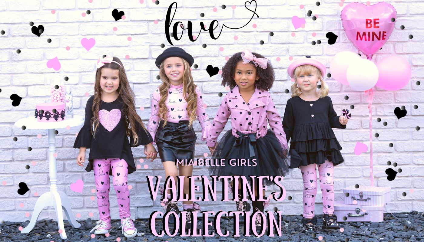 Girls Valentine's Outfits  Be Mine Ruffle Top And Bell Bottom Jeans Set –  Mia Belle Girls