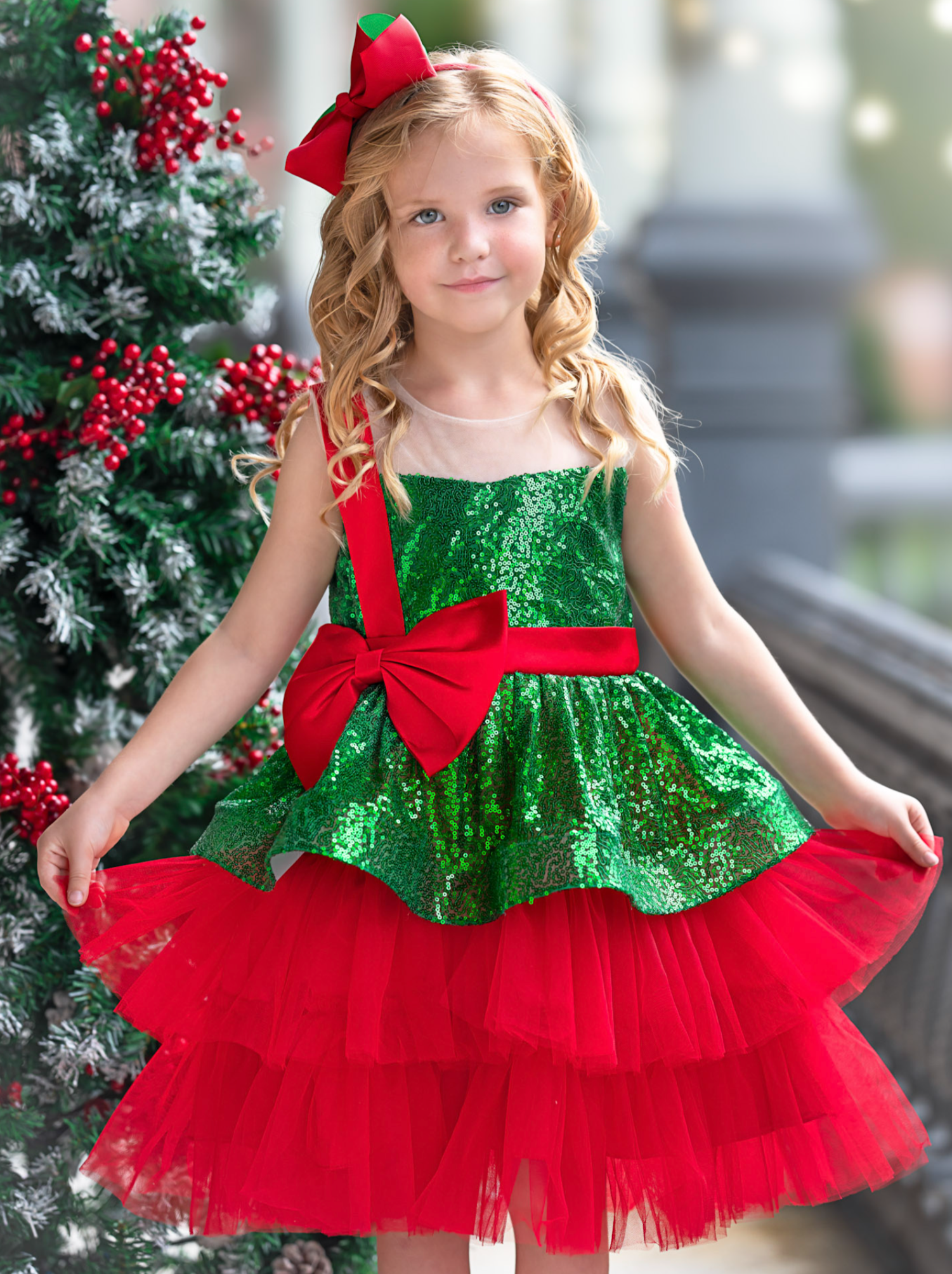 NWOT Green Girls Tulle Holiday Dress with Sequin store Bow 5T