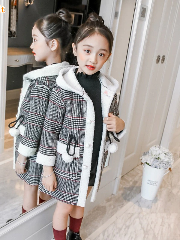 Girls fashion plaid coat