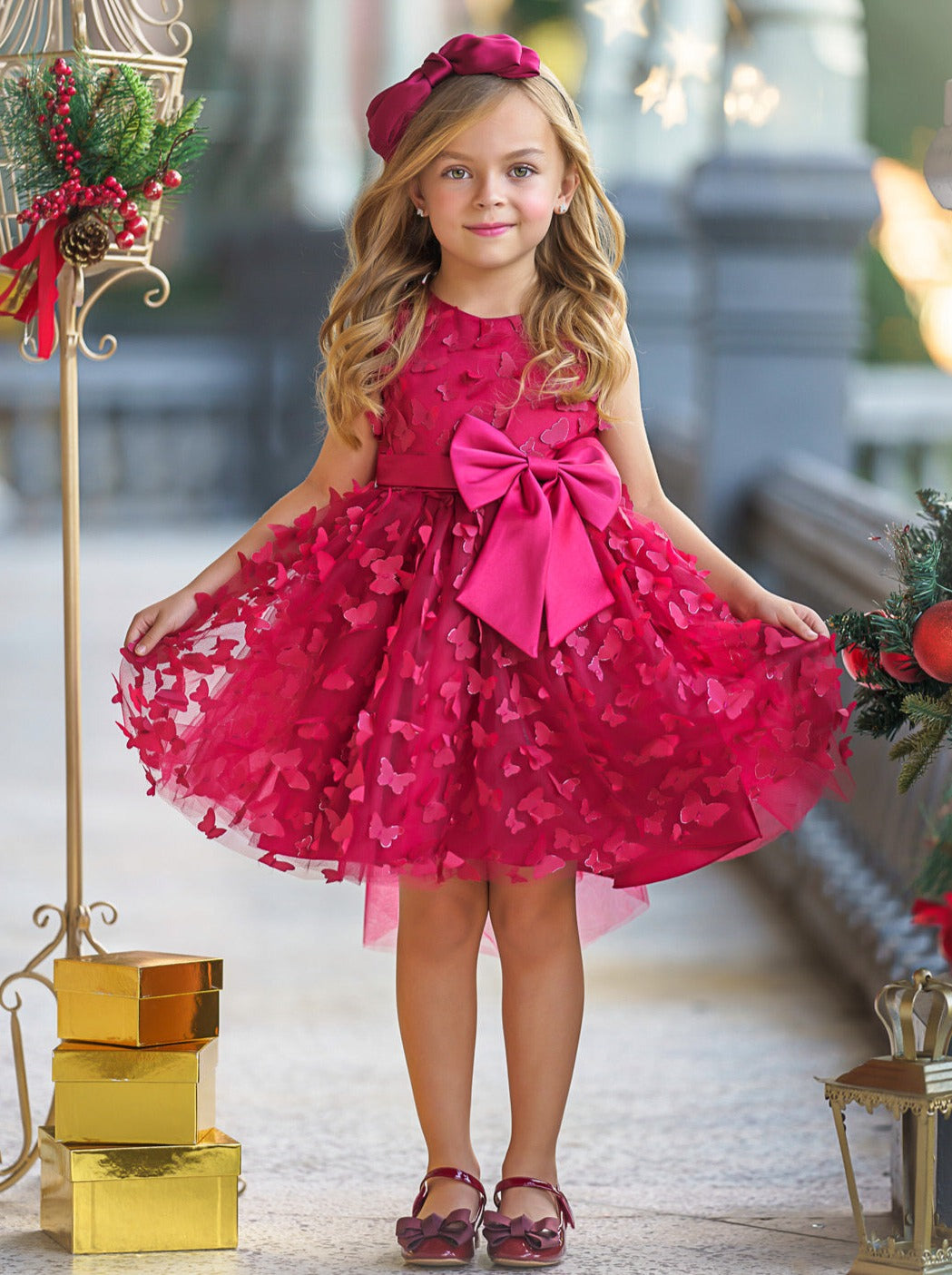 Toddler Girls Yellow Tulle Dress -  4T / Pink (on Model)