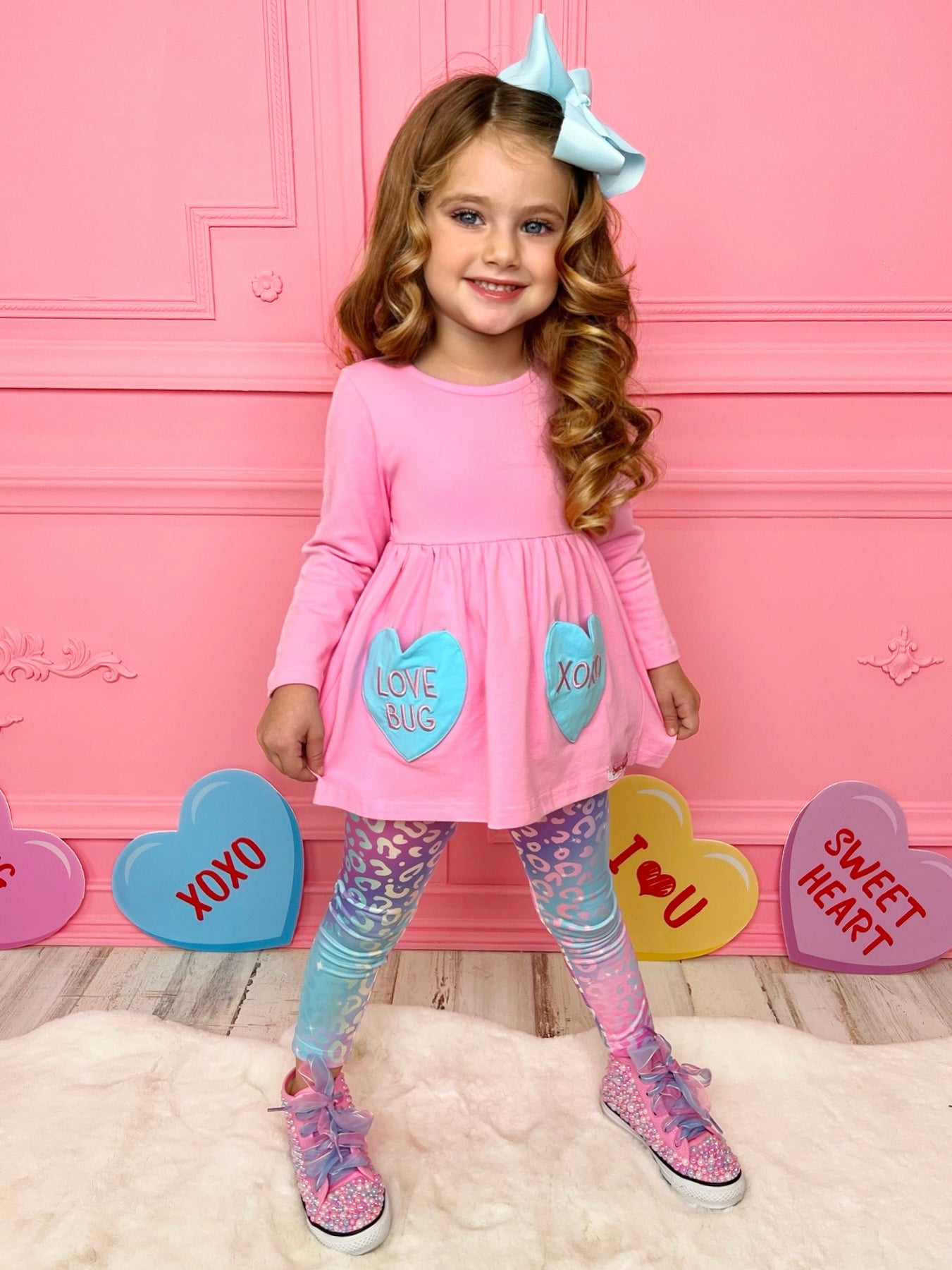 Mia Belle Girls Heart Sweater & Legging Set
