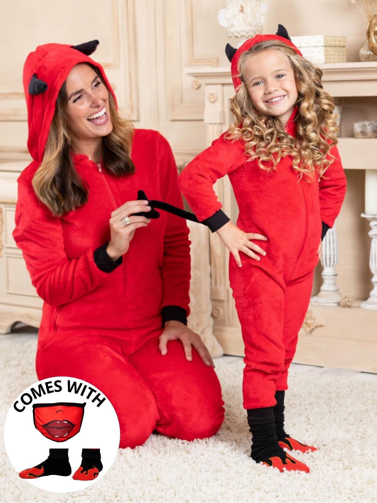 Family Matching Devil Hoodie Onesie Pajamas Set