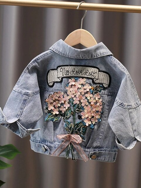 Floral Embroidered Denim Trucker Jacket