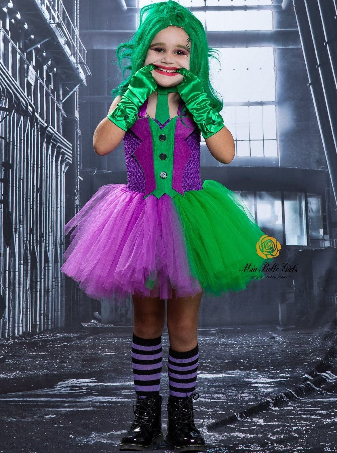 Girls Halloween Costumes | Joker Inspired Tutu Dress | Mia Belle Girls