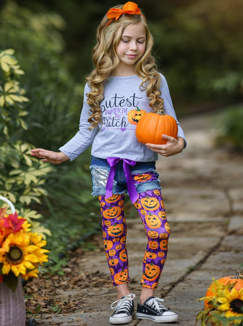 Girls Tops Kids Skeleton Print T Shirt Top & Legging Set Halloween