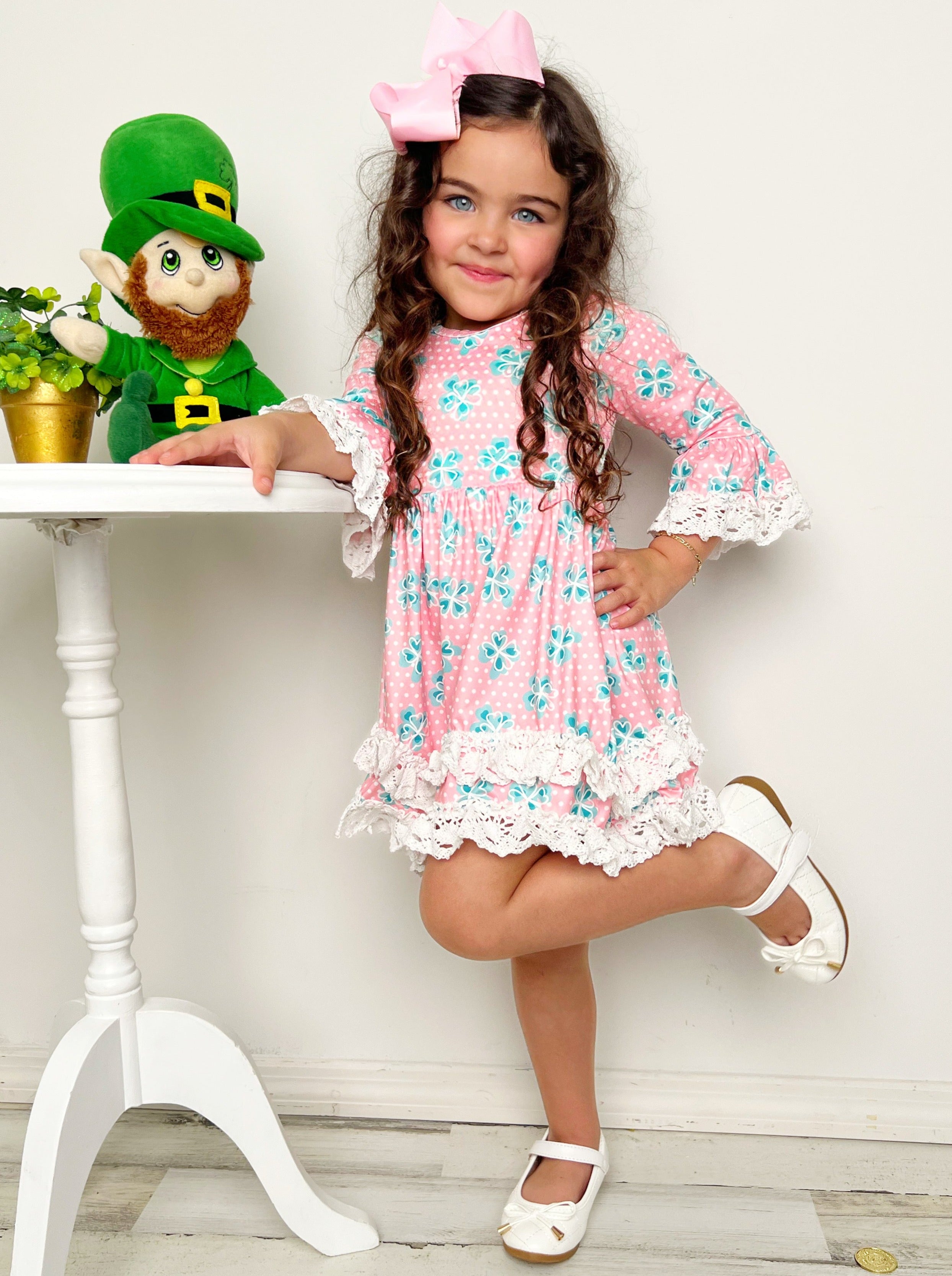 St. Patrick's Day Clothes  Girls Rainbow Clover Tunic And Legging Set –  Mia Belle Girls