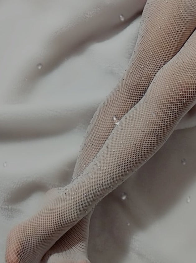 Rhinestone Studded Fishnet Tights - White – Dolls Kill