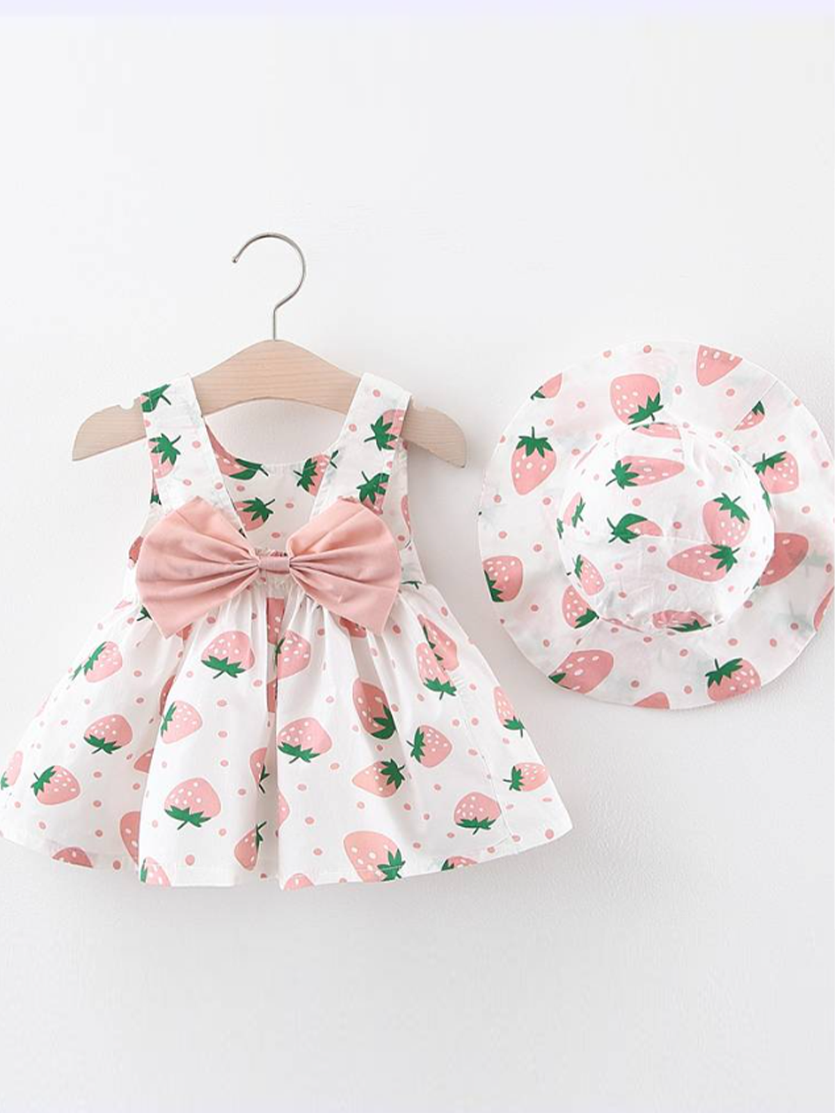 Pink Bows Print Dress Set