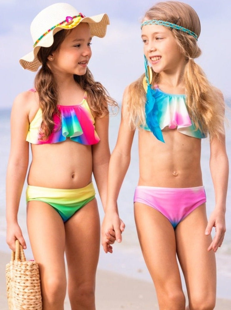 Gradient Bikinis Kids Swimsuits Children Swimwear Beach Two Piece