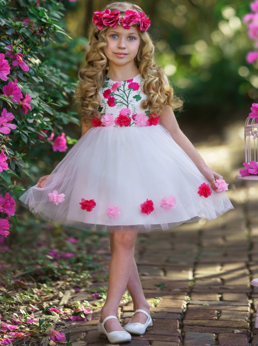 Toddler Girls Summer Dresses  White Ruffled Dress - Mia Belle Girls