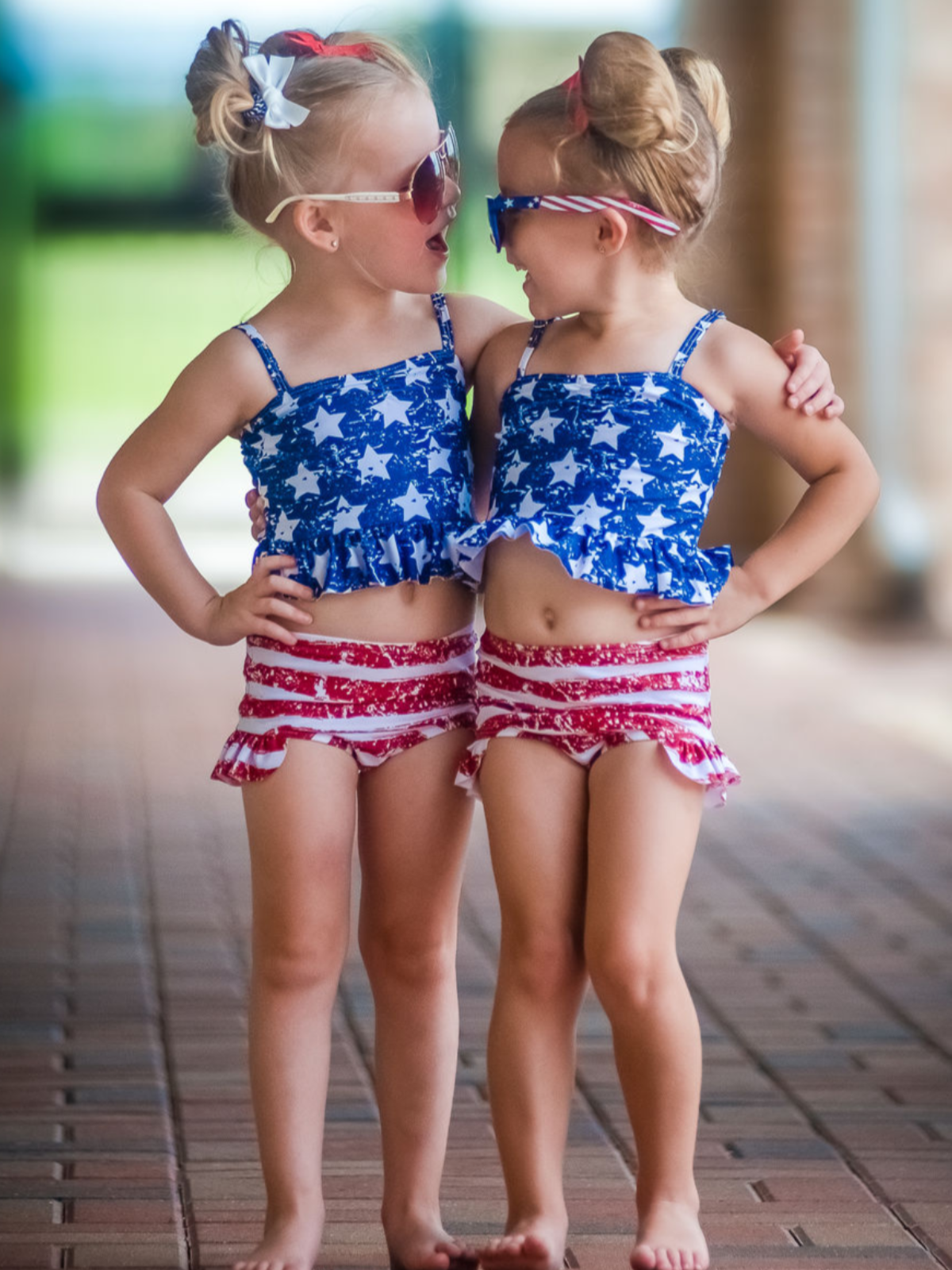 Kids 4th of July Swimwear | Girls Ruffle Tankini Piece Mia Belle Girls