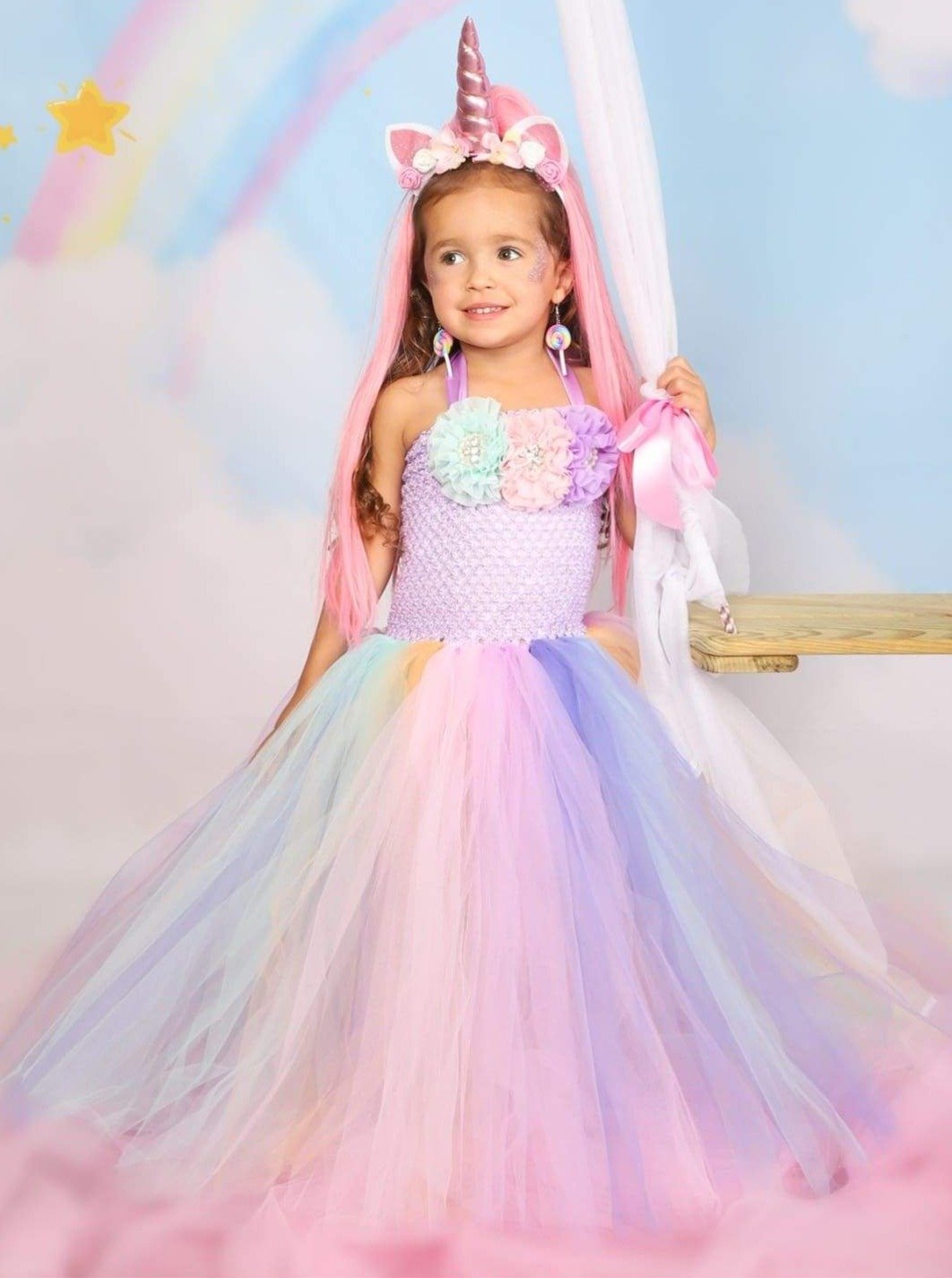 Mia Belle Girls Unicorn Princess Tulle Halloween Dress