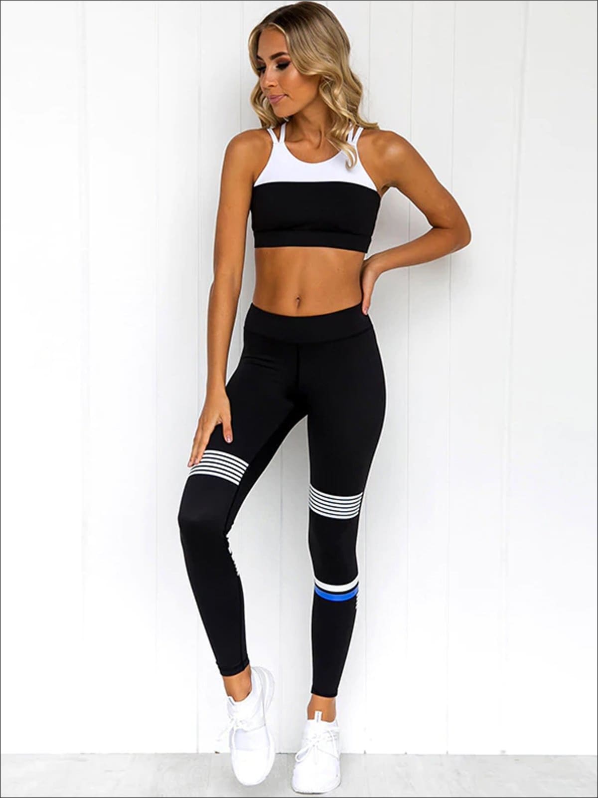 Striped And Letter Graphic Sports Leggings
