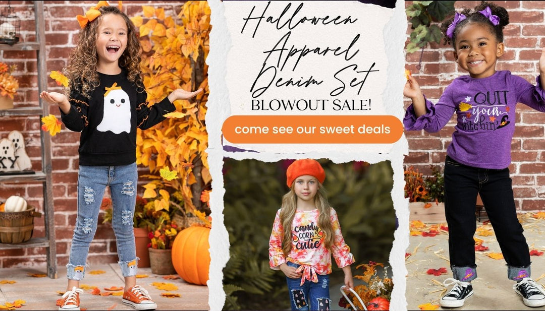 Girls Halloween Apparel Blowout Sale | $19.99 Denim Sets | Girls Fashion Blog