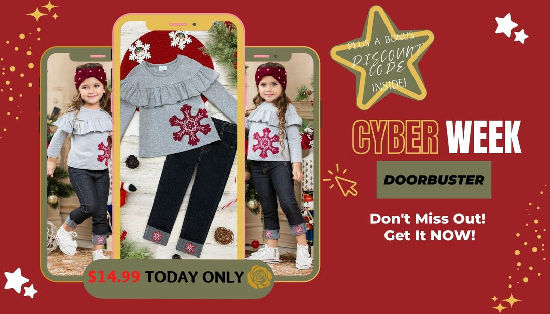 Cyber Week Doorbuster Day 7: Girls You Snow the Drill Ruffled Top and Jeans Set