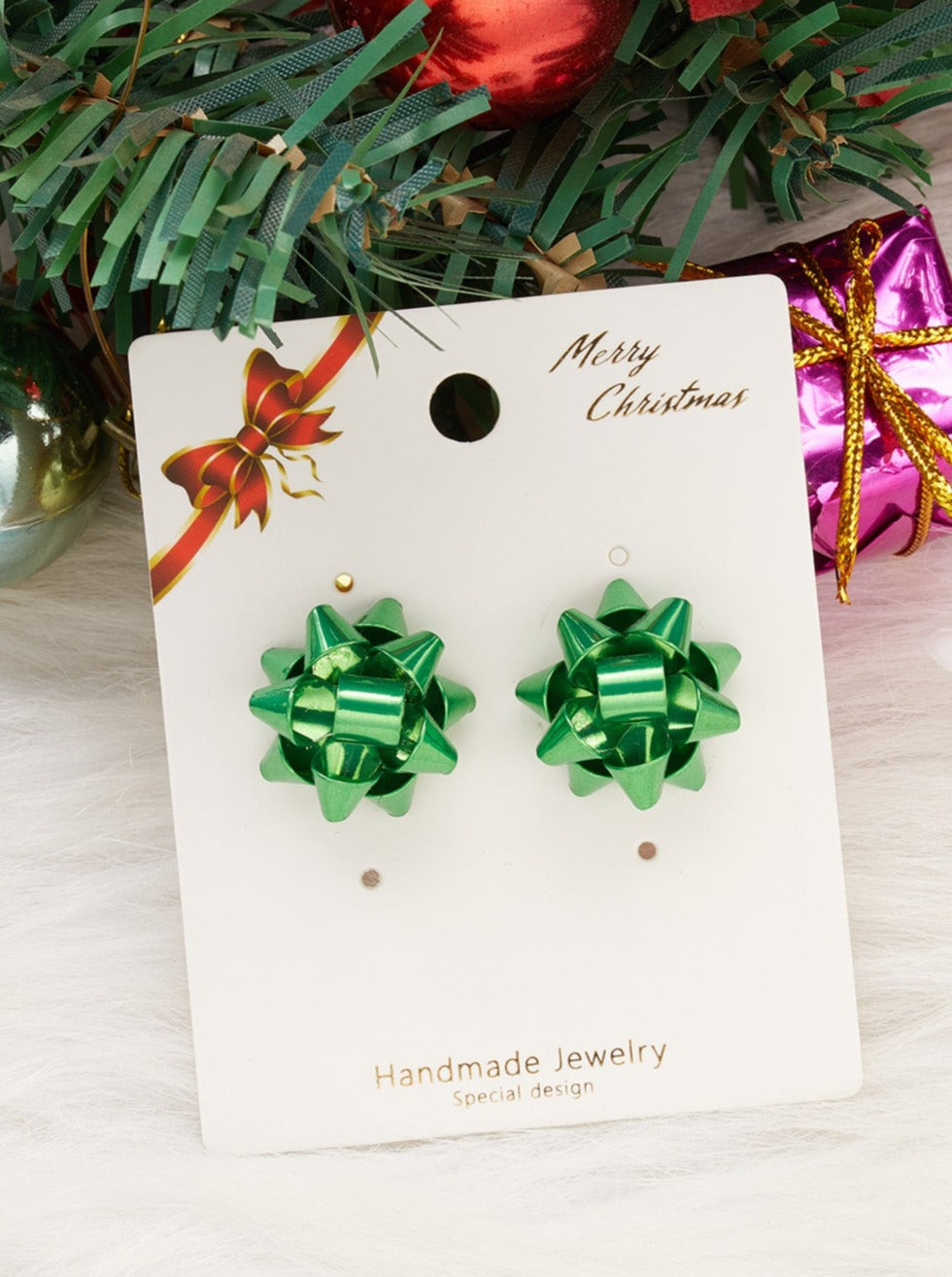 Kids Christmas Jewelry | Girls Present Topper Shimmer Stud Earrings