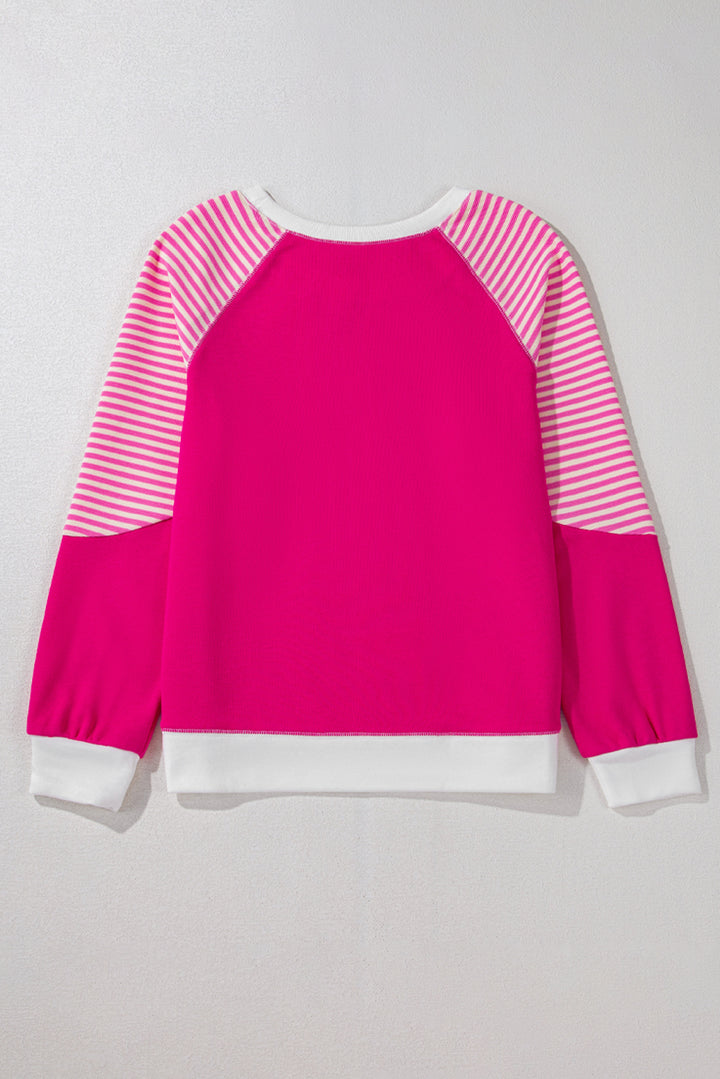 Womens Pink Striped Raglan Top