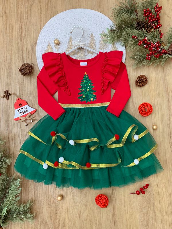 Holiday Cheers Weihnachtsbaum Tutu Kleid 