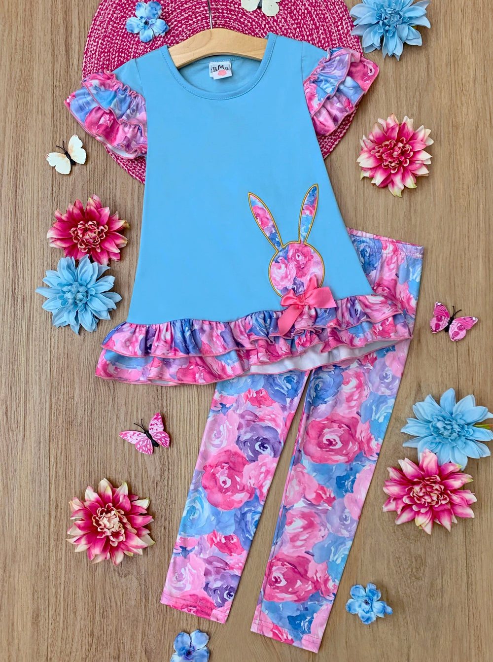 Mia Belle Girls Floral Bunny Legging Set | Girls Easter Sets