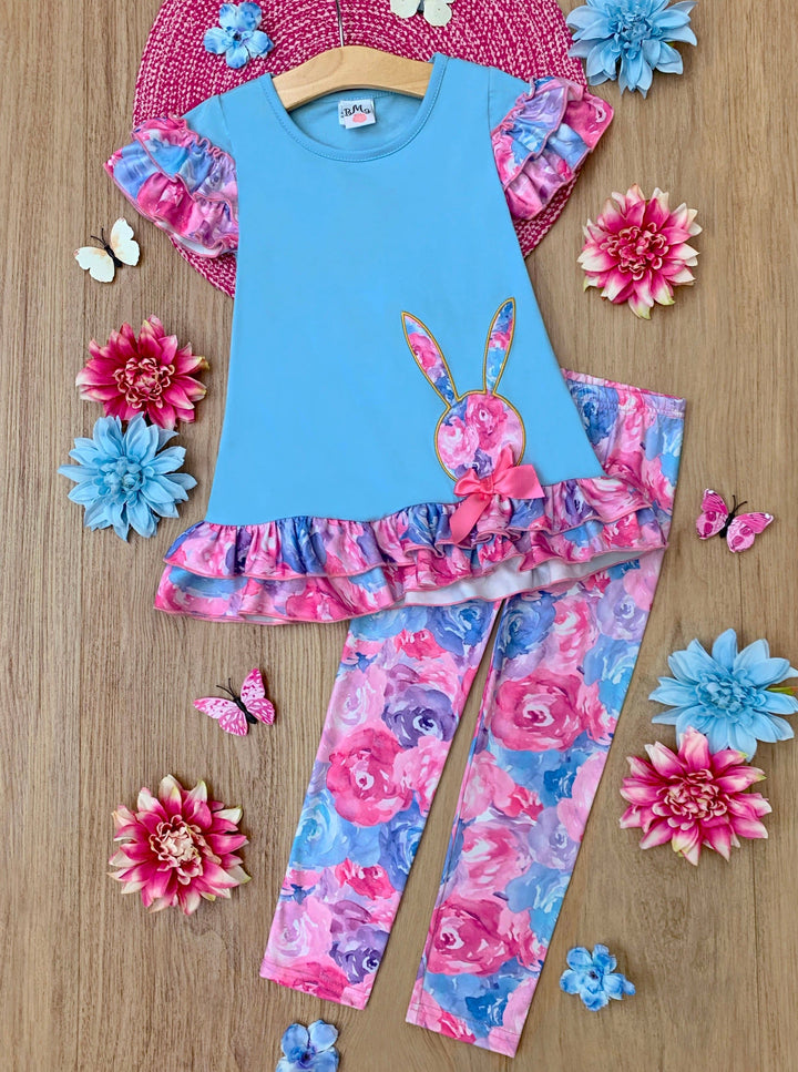 Mia Belle Girls Floral Bunny Legging Set | Girls Easter Sets