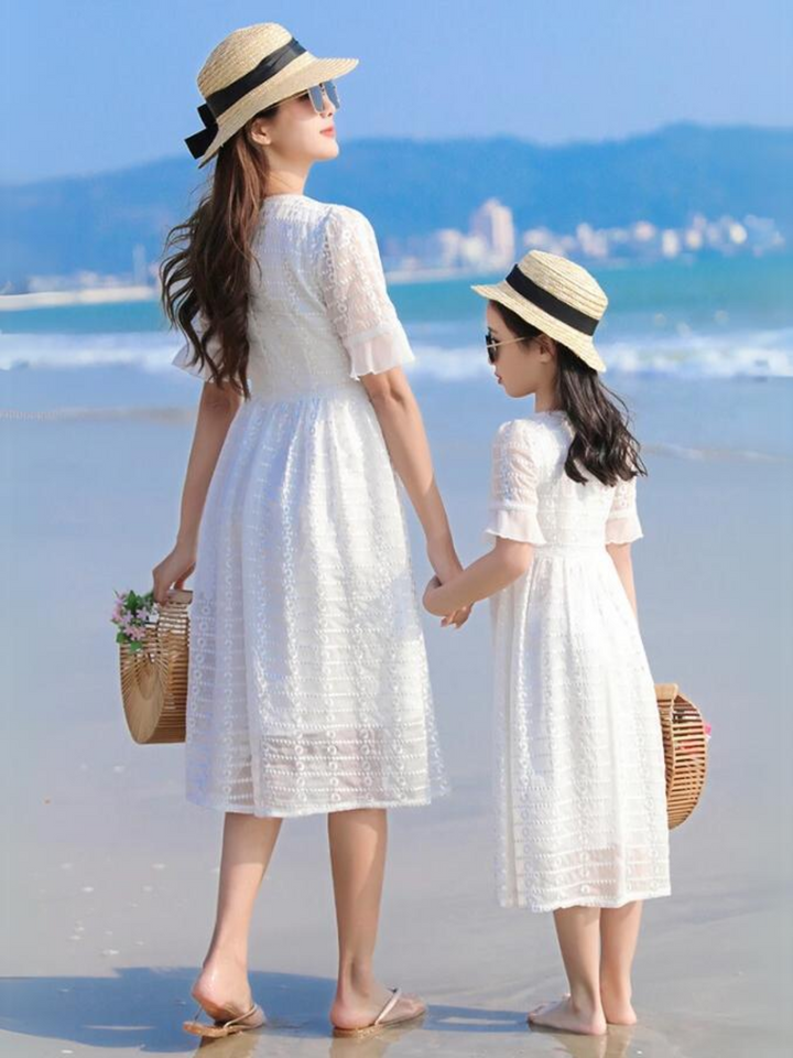 Mia Belle Girls White Lace Dress | Mommy And Me