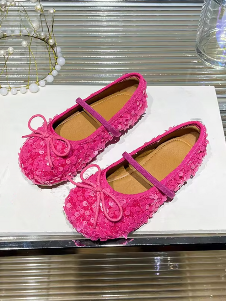 Girls Charming Sequin Embellished Mary Jane Flats