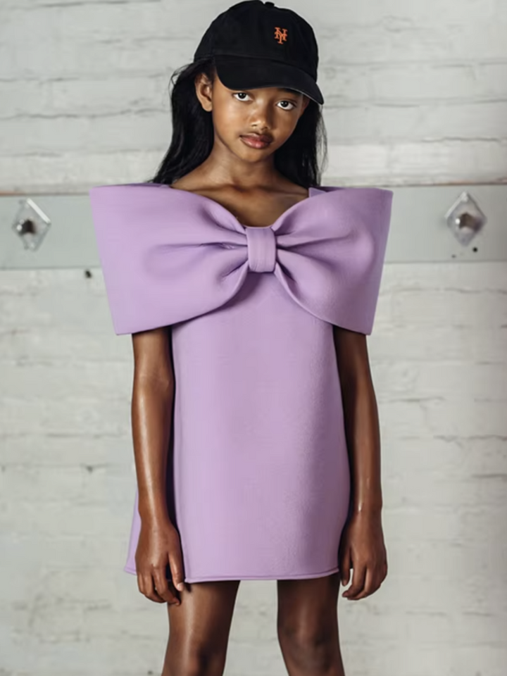 Girls Statement Bow Sleeveless A-Line Elegant Dress