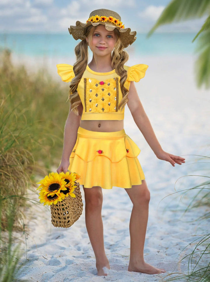 Pretty Princess Yellow Two Piece Swimsuit