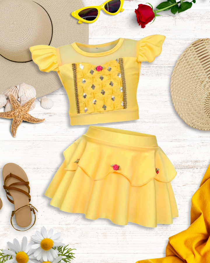 Pretty Princess Yellow Two Piece Swimsuit