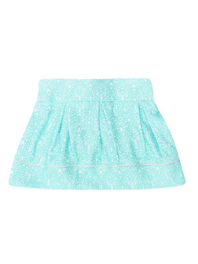 Kids Couture x Mia Belle Girls Mint Jacquard Hip Pleat Skirt