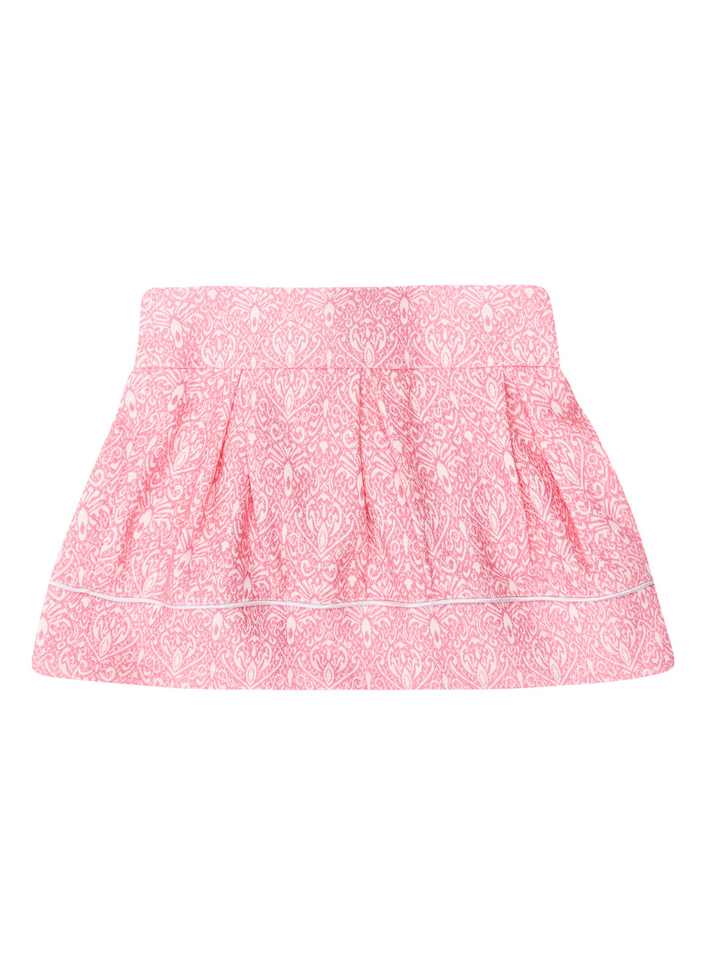 Kids Couture x Mia Belle Girls Pink Jacquard Hip Pleat Skirt