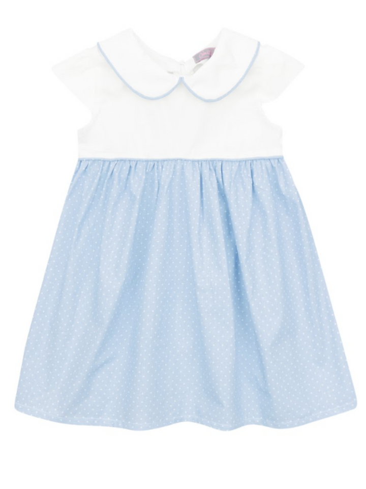 KidsCouture x Mia Belle Girls Blue Polka Dot A-Line Dress