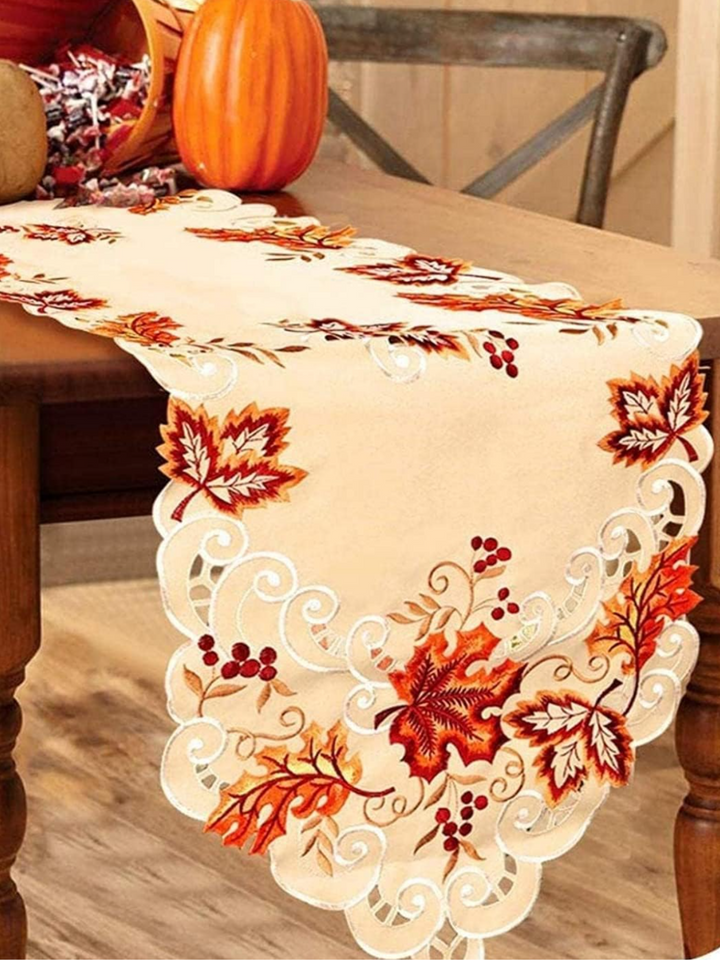 Thanksgiving Fall Harvest Maple Leaf Table Runner