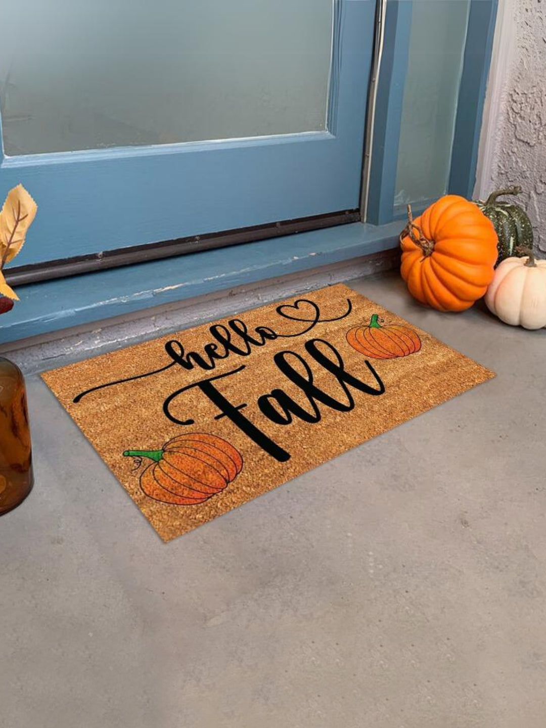 16" x 24" Hello Fall Front Door Pumpkin Design Welcome Mat