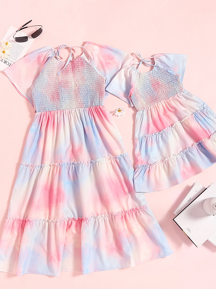 Mia Belle Girls Pastel Tie Dye Smock Dress | Mommy And Me Outfits