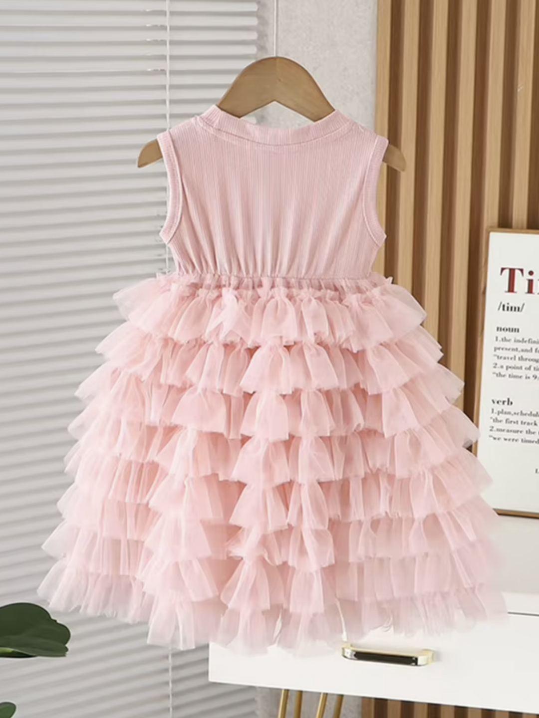 Adorable Layered Ruffle Tulle Dress with Bow Accent