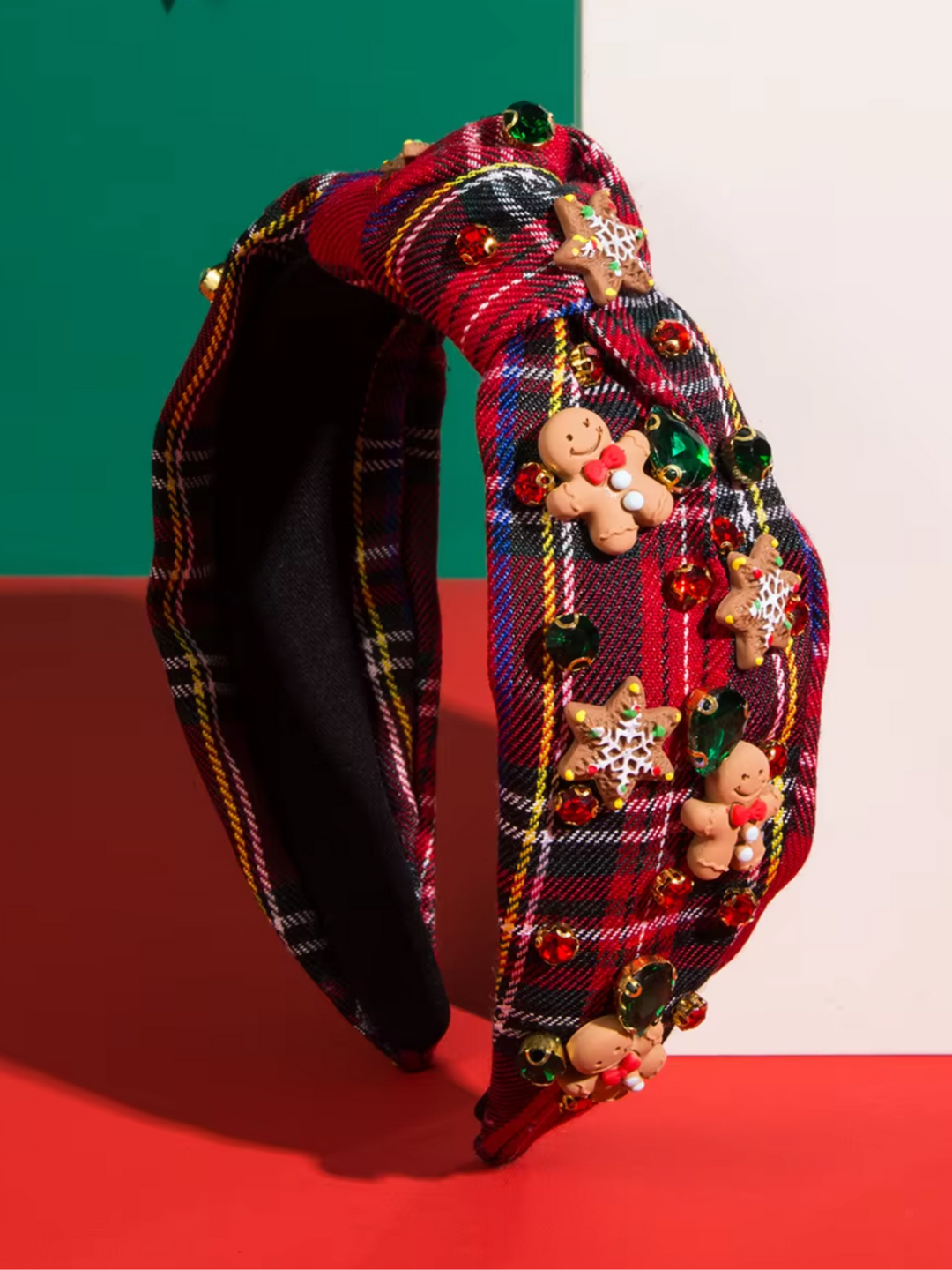 Fesvitive Holiday Gingerbread Plaid Headband