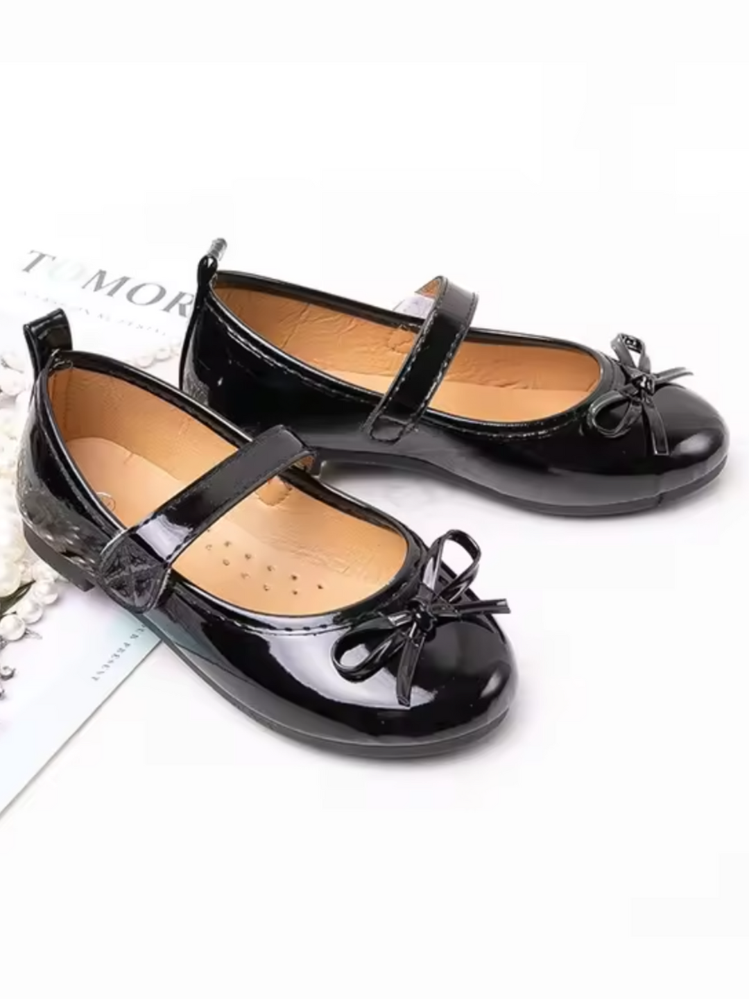 Holiday Bowknot Princess Flat Leather Shoes