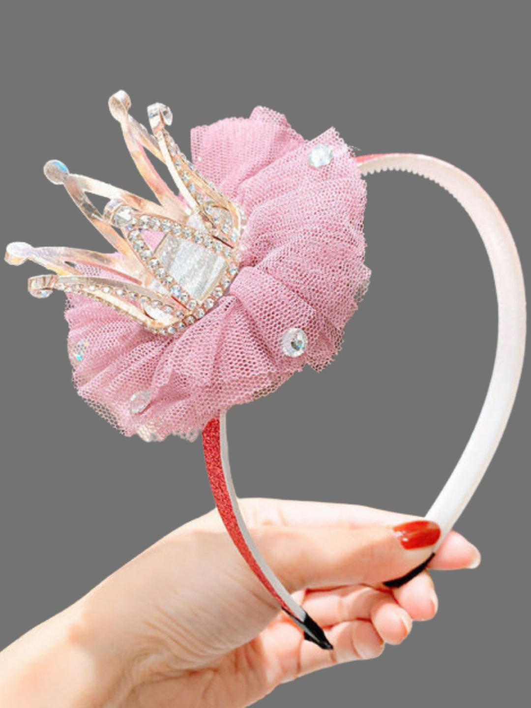 Girls Accessories | Princess Tulle Rhinestone Tilted Crown Headband