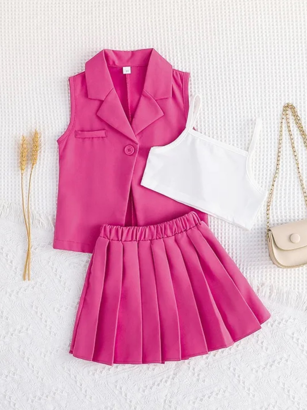 Mia Belle Girls Top, Vest And Pleated Skirt Set | Girls Summer Outfits