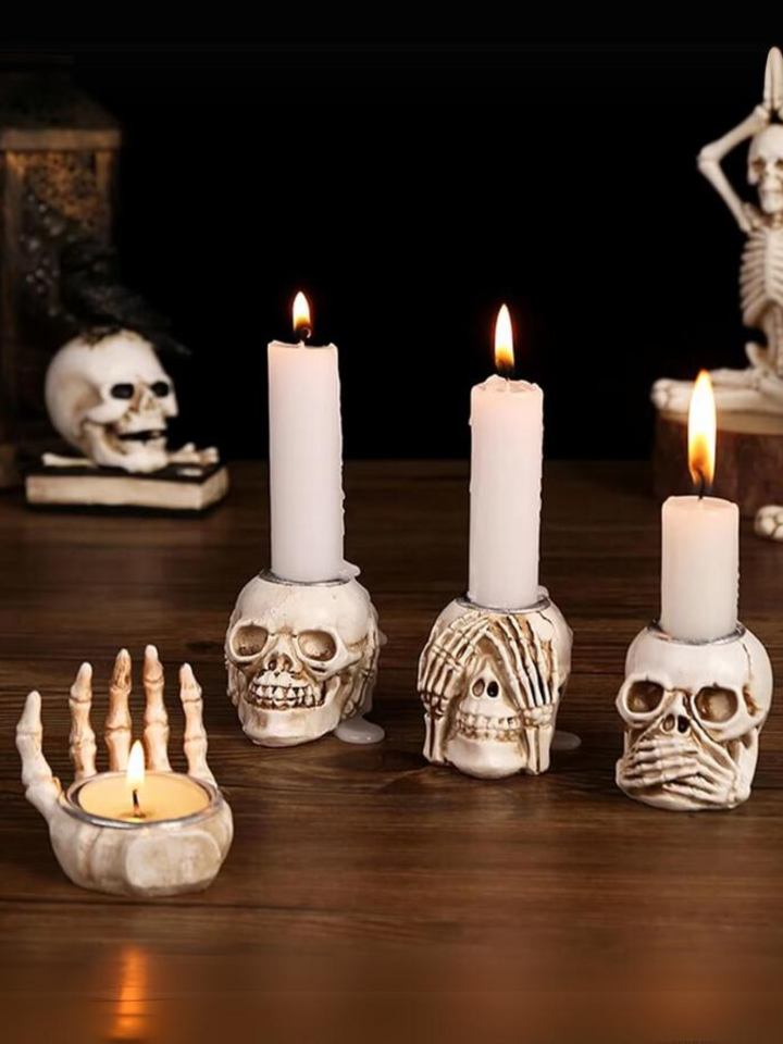 Halloween Decor Haunting Skeleton Candle Holder