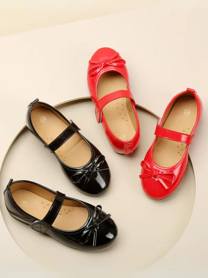 Holiday Bowknot Princess Flat Leather Shoes