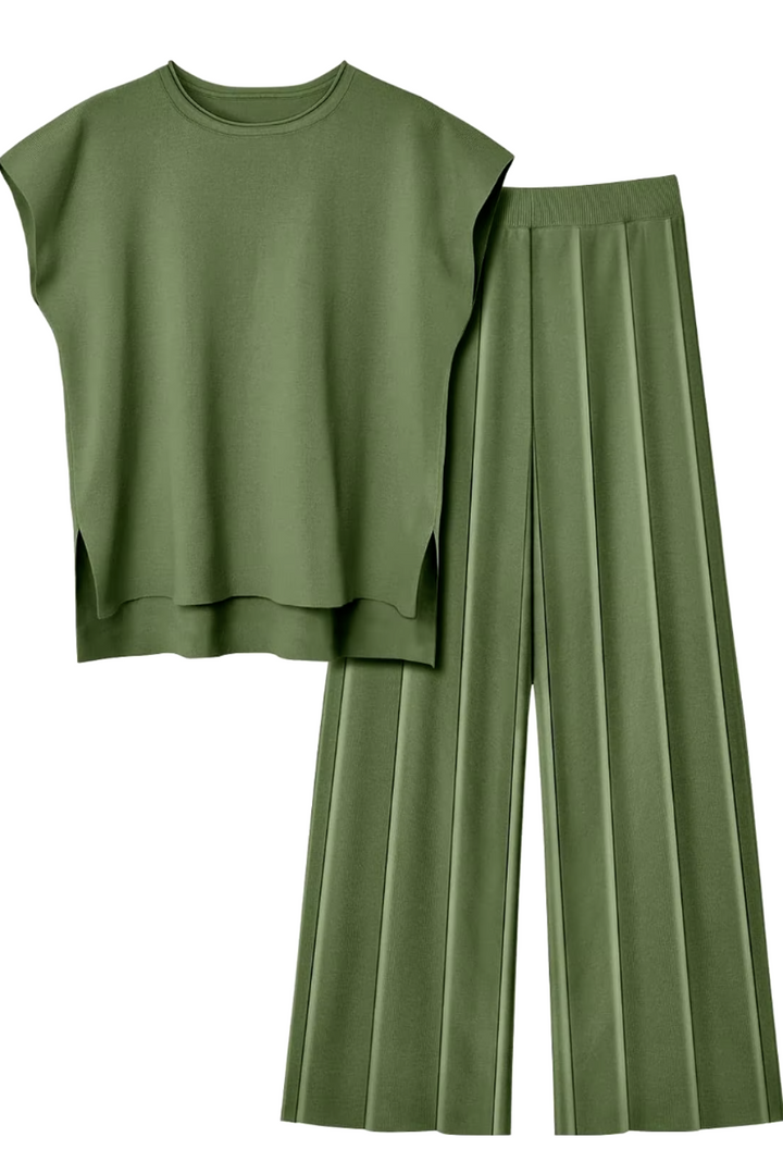 Womans Casual Chic  Sleeveless Top & Wide-Leg Pants Two-Piece Set