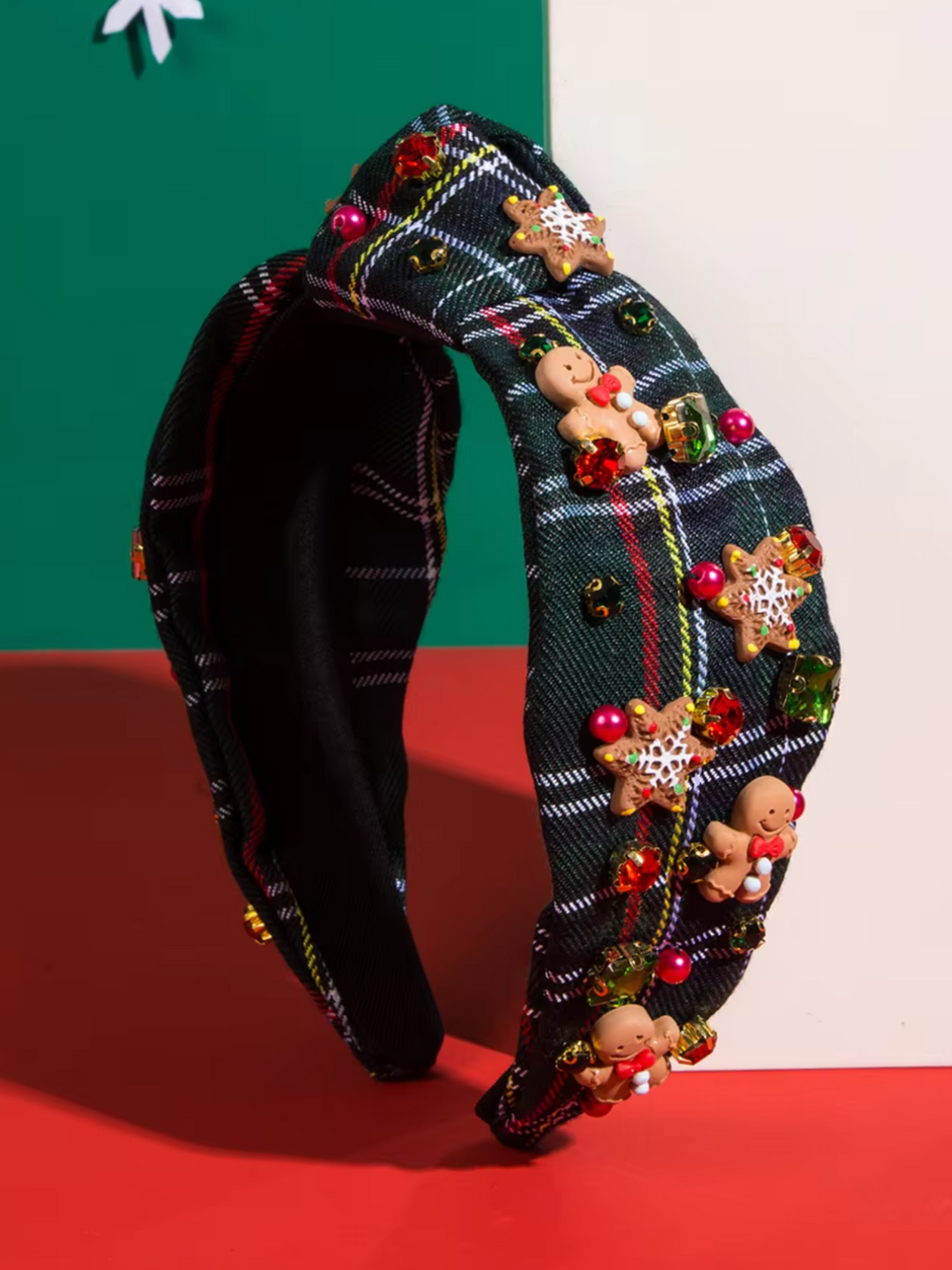 Fesvitive Holiday Gingerbread Plaid Headband