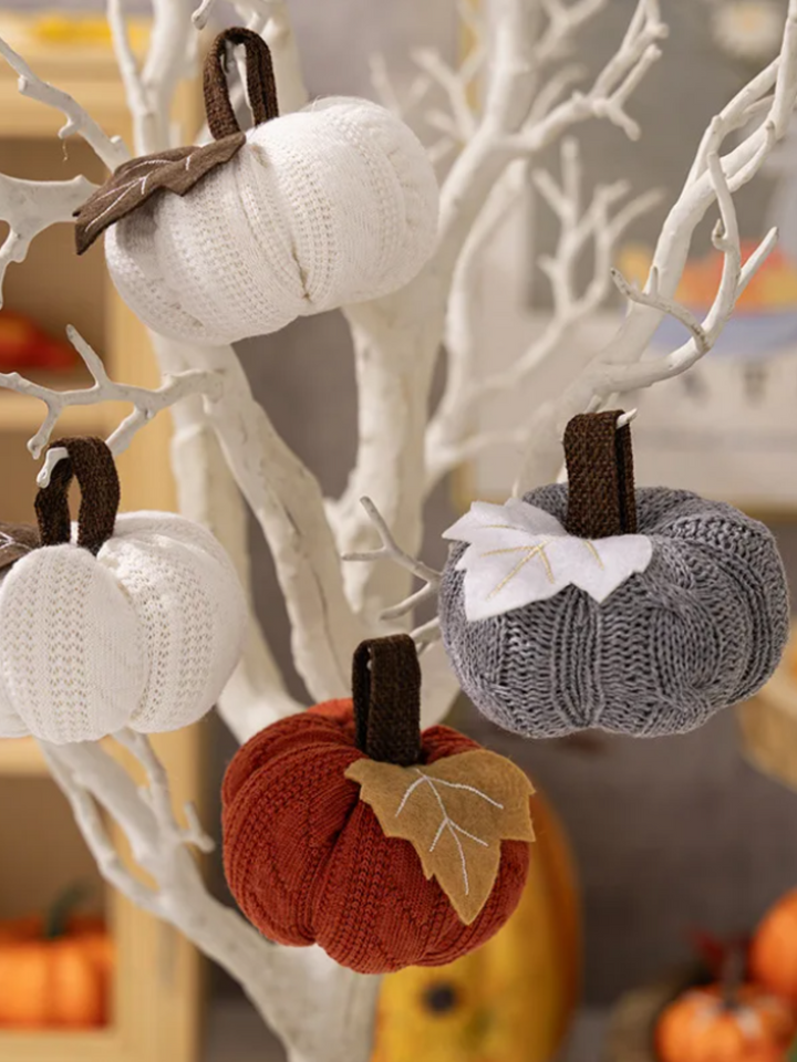 Cozy Fall Decorative Crochet Pumpkins Table Centerpiece Decor