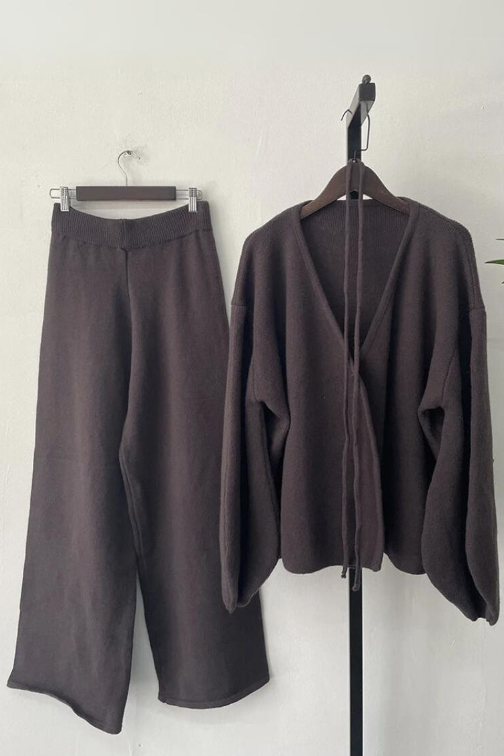 Womens  Cozy Chic Knit Wrap Sweater & Wide-Leg Pants Set