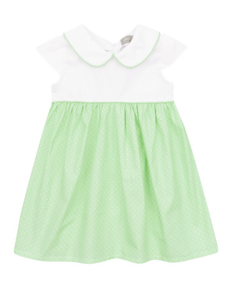 KidsCouture x Mia Belle Girls Green Polka Dot A-Line Dress