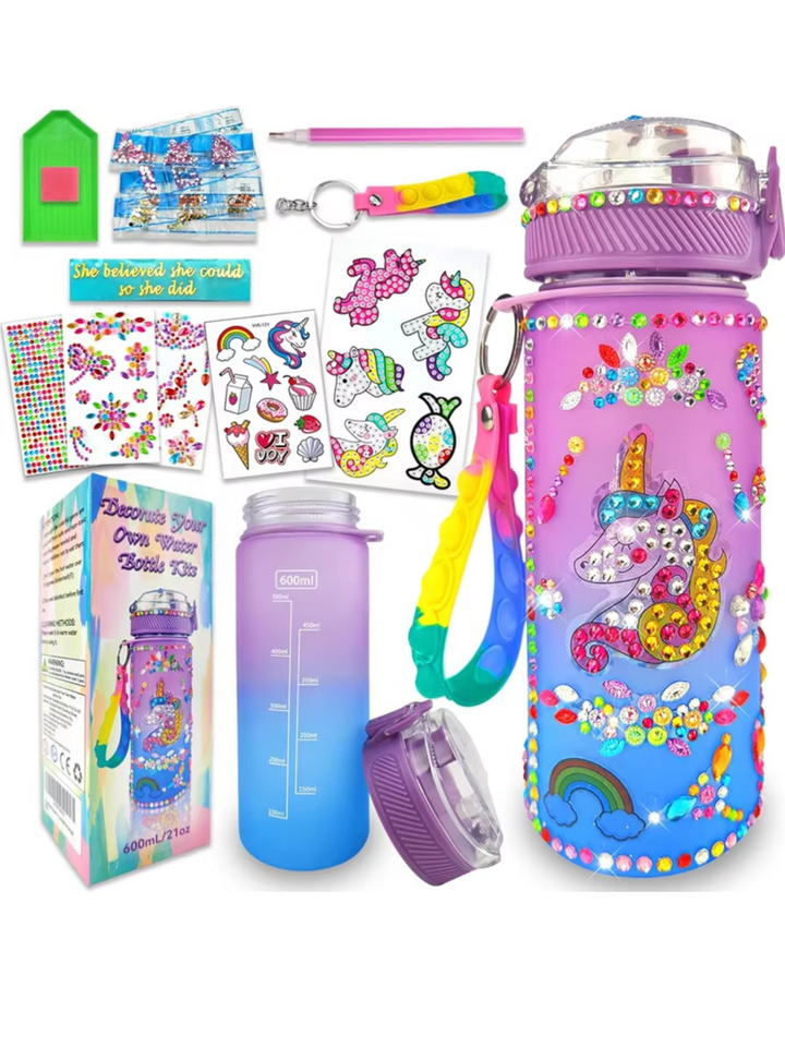 DIY Unicorn Water Bottle Craft Kit for Girls - Create, Decorate, and Stay Hydrated