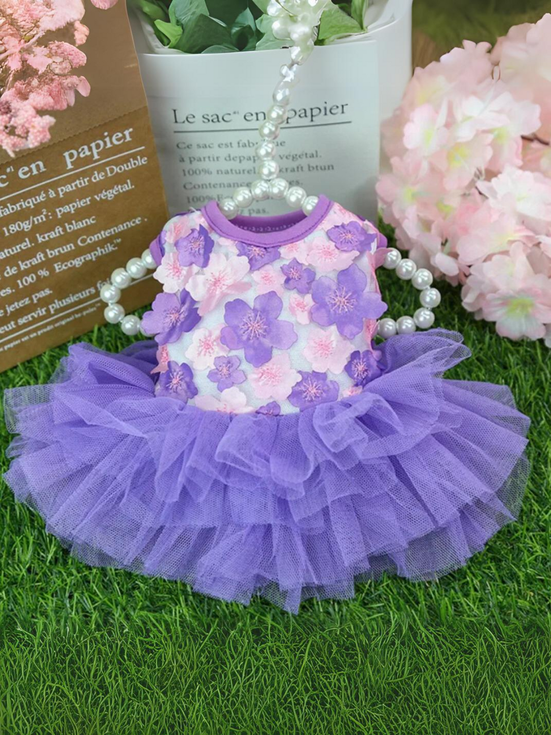 Lovely Floral Lace Chiffon Dog Summer Dress