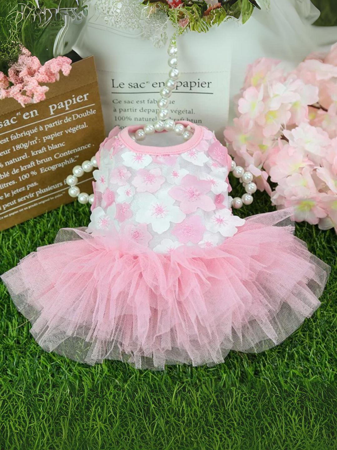 Lovely Floral Lace Chiffon Dog Summer Dress